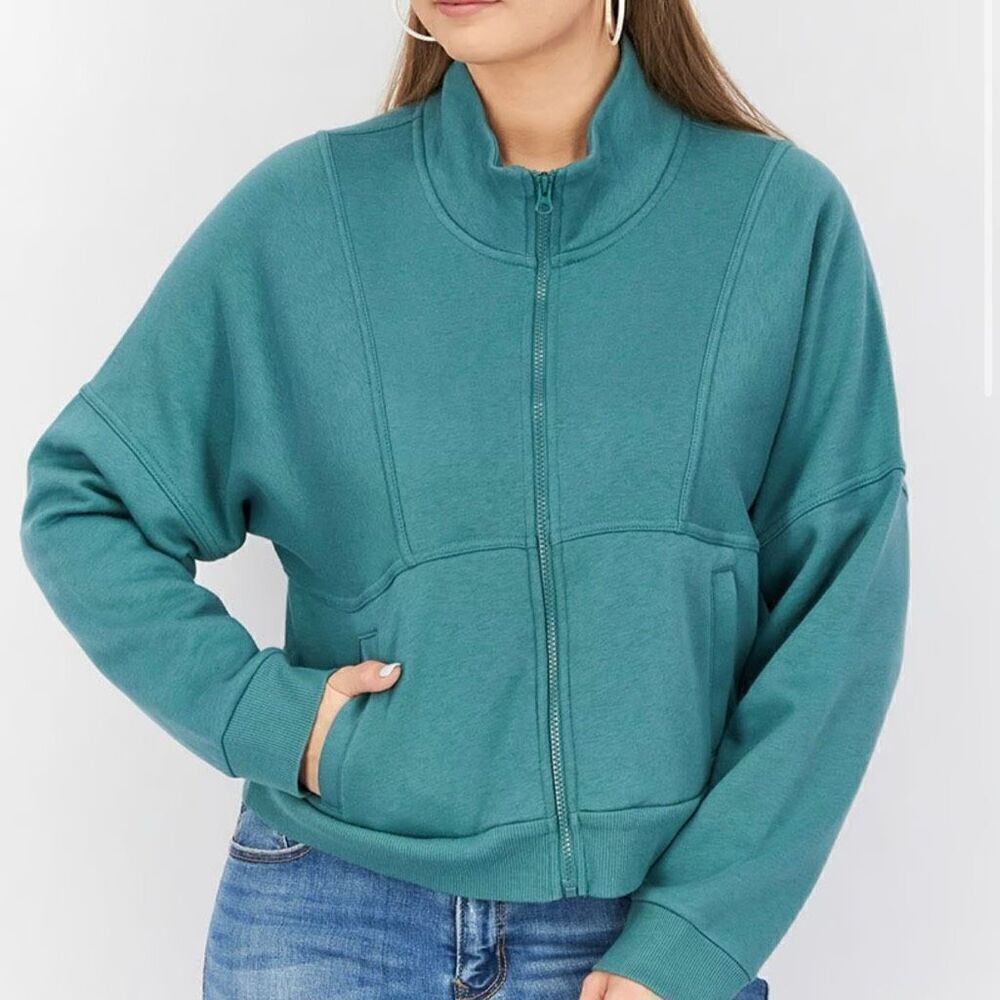 Universal thread green quarter zip pullover sweater crop XXL